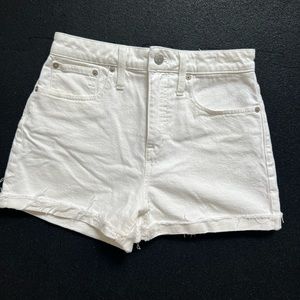 Madewell Women's Curvy High Rise White Denim Shorts, 26